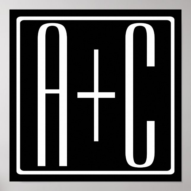 Póster Blanco y negro | Iniciales de parejas