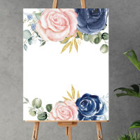Blank añada tus propias floraciones rosa azul mari