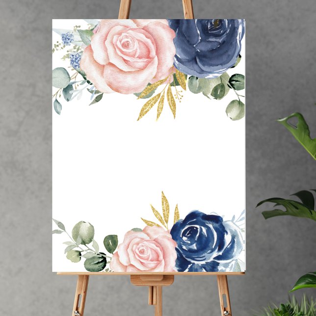 Póster Blank añada tus propias floraciones rosa azul mari (Subido por el creador)
