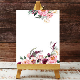 Póster Blank Añadir tu propio Boho Rosa Rubor Borgoña Peo