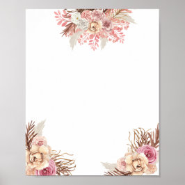 Póster Blank DIY Modern Boho Dusty Rosa Floral