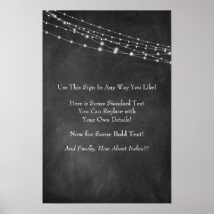 Póster Blank Sign w/ Chalkboard Text & Light Strings: DIY