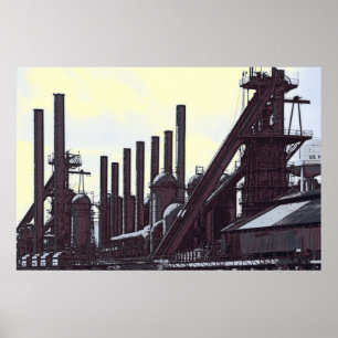 PÓSTER BLAST FURNACES ACERO MILL