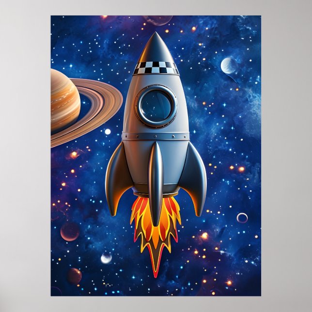 Póster Blast Off - Poster de cohetes Personalizado (Frente)