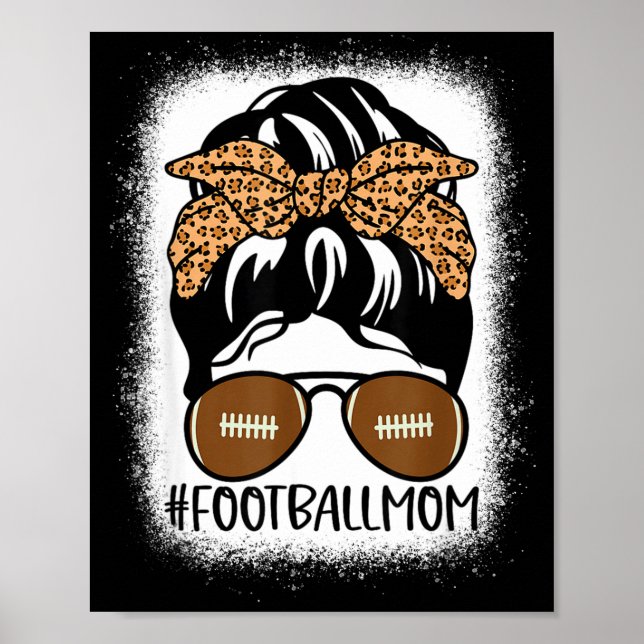 Póster Bleached Football Mom Life With Leopard And Messy  (Frente)