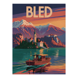 Póster Bled Eslovenia antiguo