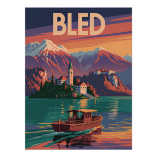 Póster Bled Eslovenia antiguo
