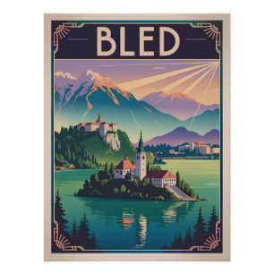 Póster Bled Eslovenia vintage