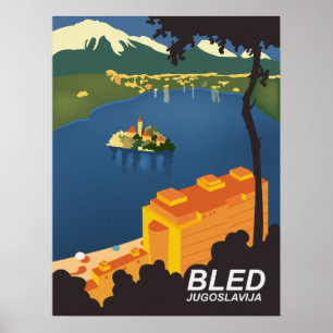 Póster Bled, Yugoslavia, viaje antiguo