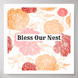Póster Bless Our Nest Bird Wall Art Home Decor