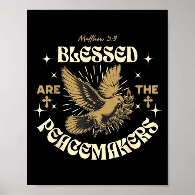 Póster Blessed Are The Peacemakers Matthew 5 9 Christian  (Frente)
