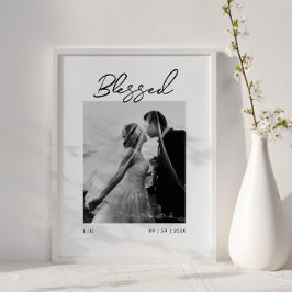Póster Blessed Couples Monogram Newlywed Gift