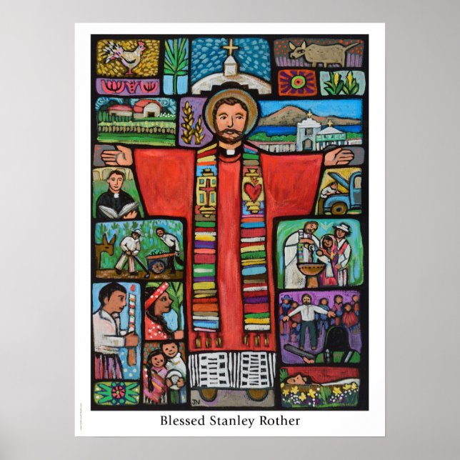 Póster Blessed Stanley Rother poste, primer mártir nacido (Frente)