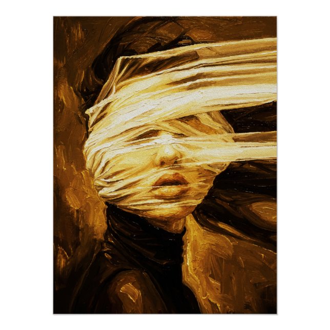 Póster Blindfolded Woman – Surreal Oil Art (Anverso)