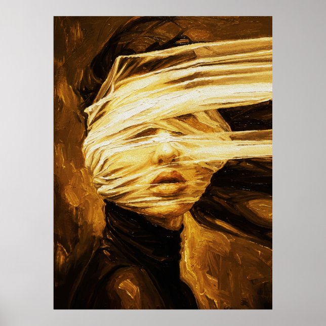 Póster Blindfolded Woman – Surreal Oil Art (Frente)