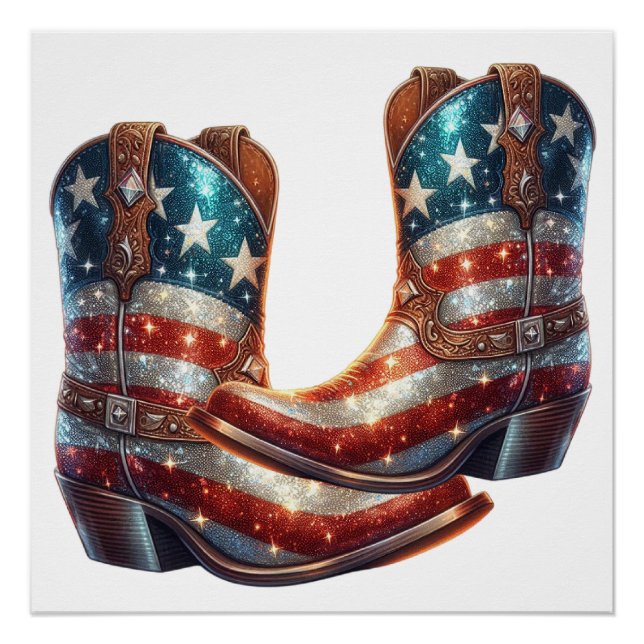 Póster Bling American Flag Boots (Anverso)