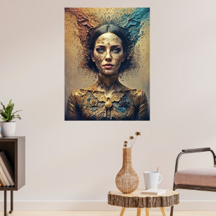 Póster Bliss bohemio: Sueño azul dorado