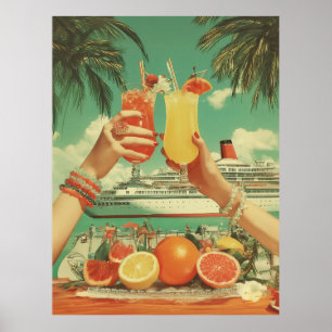 Póster Bliss de cócteles de crucero tropical