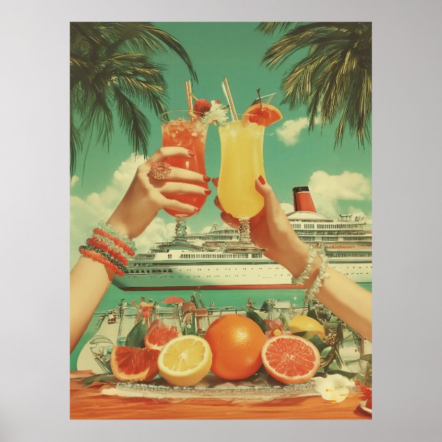 Póster Bliss de cócteles de crucero tropical (Frente)