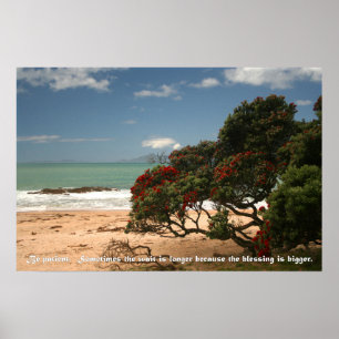Póster Bliss playa - Árbol Pohutukawa - Ser paciente