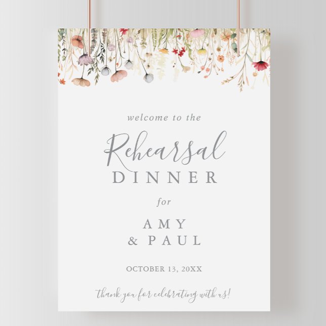 Póster Blissful Boho Wildflower Rehearsal Dinner Welcome  (Subido por el creador)