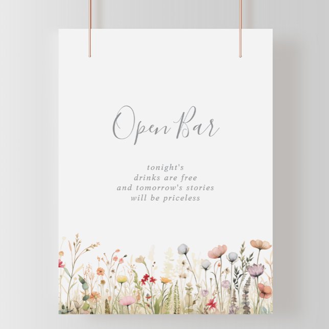 Póster  Blissful Boho Wildflower Wedding Open Bar  (Subido por el creador)