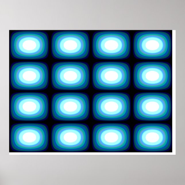Póster Blobs azules de Op Art (Frente)