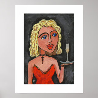 Póster Blonde Diva - toda la huella de champán estadounid