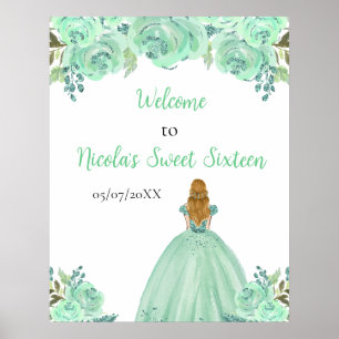 Póster Blonde Hair Princess Mint Sweet 16 Bienvenida