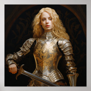 Póster Blonde Paladin Poster - Jean de Arc Inspired Warri