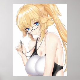 Póster Blonde Waifu con gafas