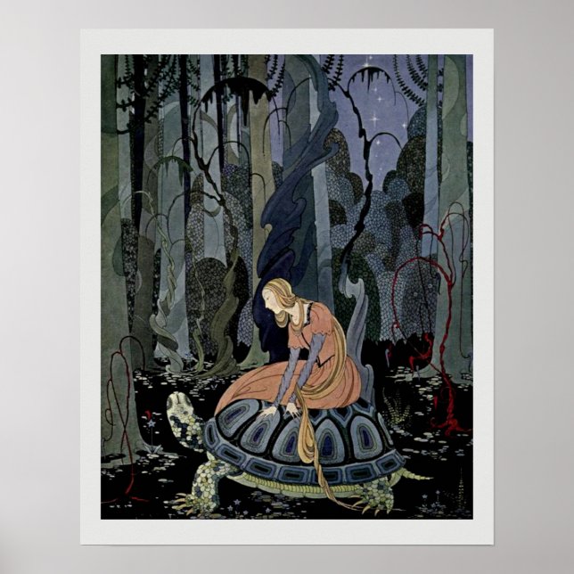Póster Blondine y el Ilustracion Tortoise Fairytale (Frente)
