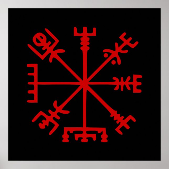Póster Blood Red Vegvísir (Viking Compass) (Frente)