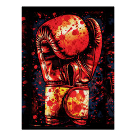 Póster Blood-Splattered Red Boxing Gloves Dramatic Art
