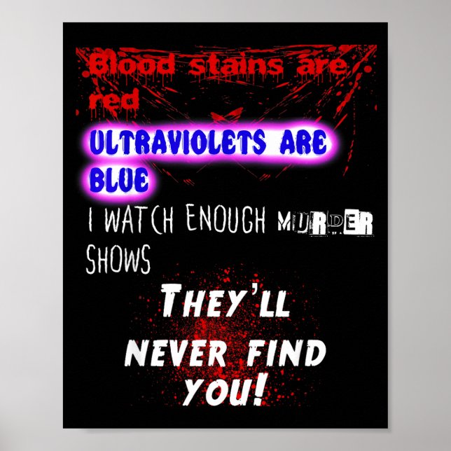 Póster Blood Stains Are Red Ultraviolets Blue Theyll Neve (Frente)