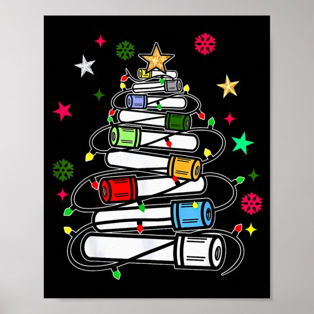 Póster Blood Tube Christmas Tree Phlebotomist Tech Phleb  (Frente)