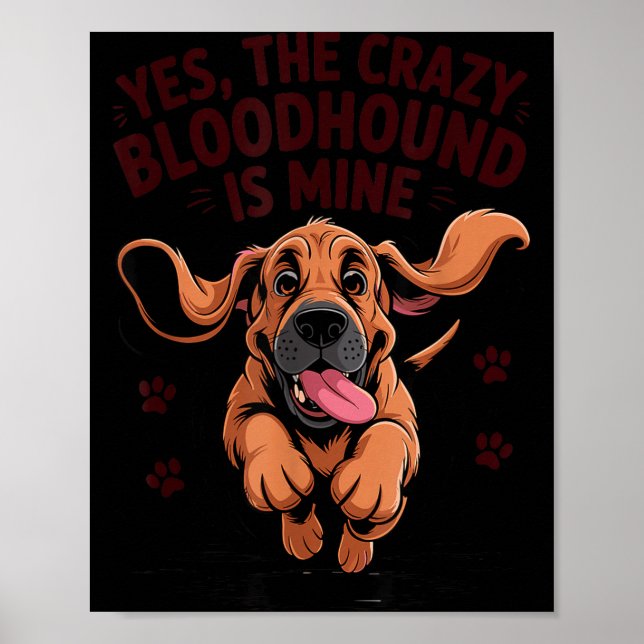 Póster Bloodhound Breed Cute Pet Dog Lover Cartoon Funny  (Frente)