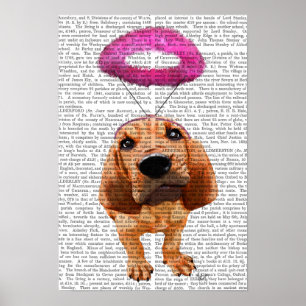 Póster Bloodhound Con Halo Angélico Rosa