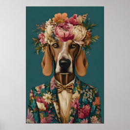 Póster Bloodhound In Suit Poster, Bloodhound Portrait