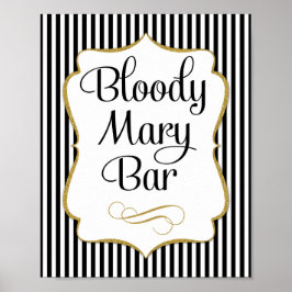 Póster Bloody Mary Bar Rótulo Black Gold