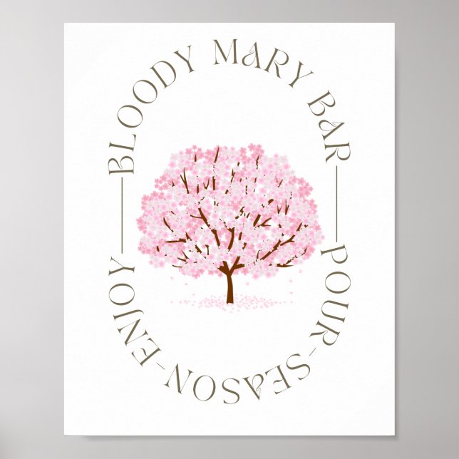Póster Bloody Mary Bar Rótulo para Fiesta Cherry Blossom (Frente)