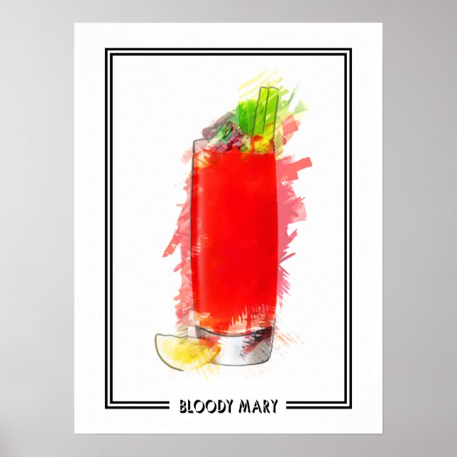 Póster Bloody Mary Cocktail Marker Sketch (Frente)
