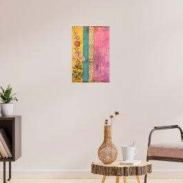 Póster Bloom bohemio - Flores silvestres en lienzo a raya