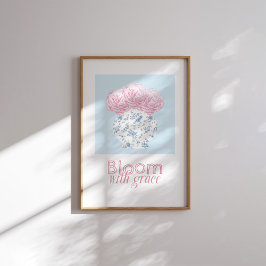 Póster Bloom con Grace Pink Floral Vase Christian