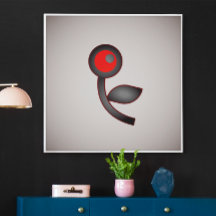 Bloom Crimson: Flor abstracta con rojo y negro