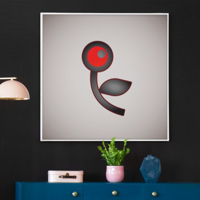 Póster Bloom Crimson: Flor abstracta con rojo y negro (Subido por el creador)