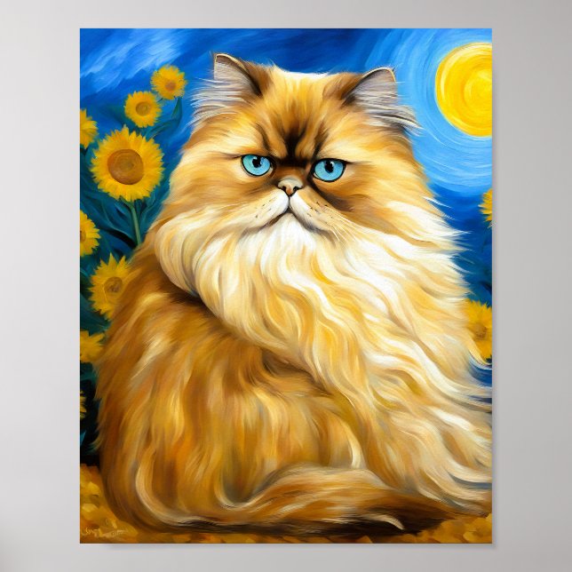Póster Bloom de retrato de gato felino (Frente)