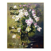 "BLOOM DONDE ESTÁS PLANTADO ROSA POSTER"