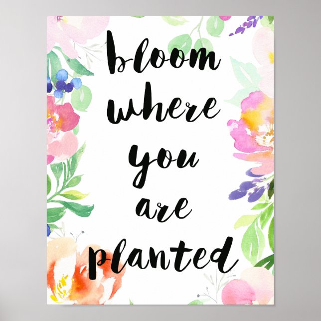 Póster Bloom Donde Se Plantan Acuarelas Florales (Frente)
