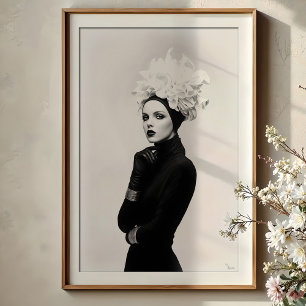 Póster Bloom Escultural: Moda monocroma vanguardista